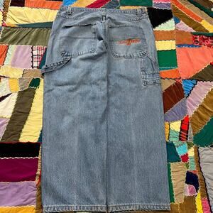 Y2K Lugz Light Washed Baggy Embroidered Jeans 36Wx30L